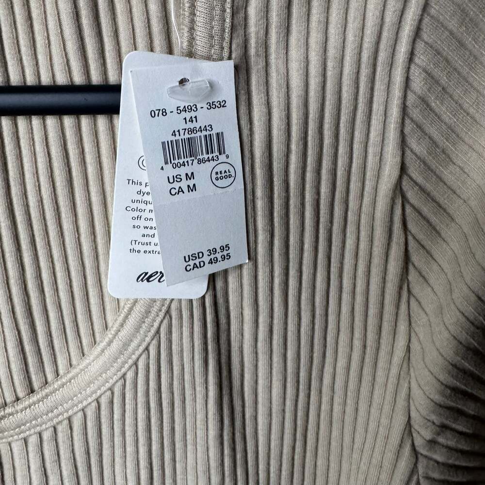 Aerie Essential Henley Medium Long Sleeve Ribbed Layering Top NWT - Picture 6 of 15